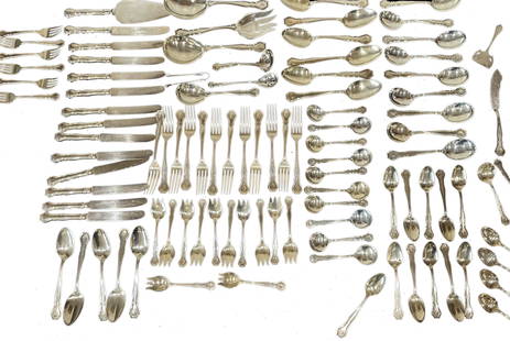 STERLING SILVER FLATWARE SET: Weight- 89 troy ozs. Total pcs.- 102 Shipping U.S. $60 plus insurance
