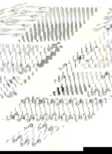 STERLING SILVER FLATWARE SET,(LUNT): Weight- 79 troy ozs. Total- 80 pcs. Shipping U.S. $45 plus insurance