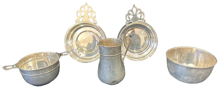 STERLING SILVER LOT OF (5) PCS.: Bowls, pitcher Weight- 14.4 troy ozs. Height- 4 1/4" Depth- 6" Shipping U.S. $35 plus insurance