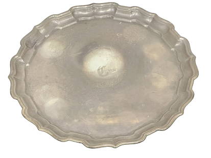 STERLING SILVER CHIPPENDALE PATTERN TRAY: Weight- 32.9 troy ozs. Diameter- 14" Shipping U.S. $45 plus insurance