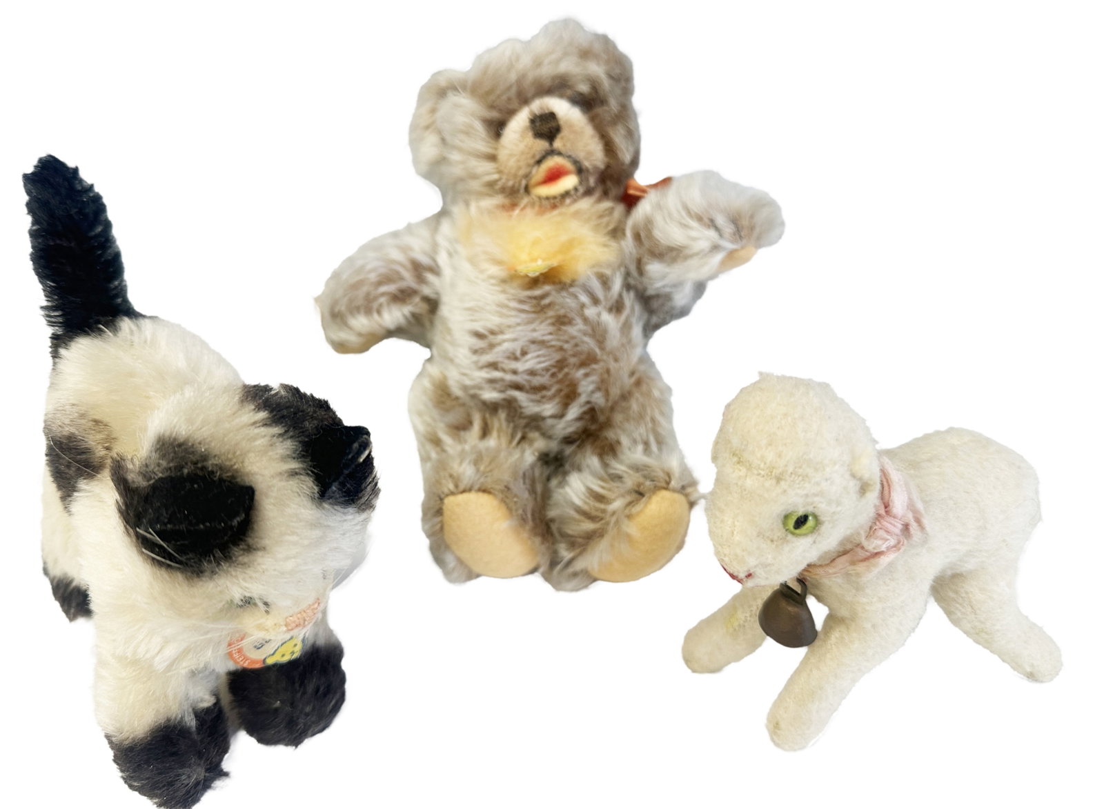 LOT OF (3) VINTAGE STEIFF ANIMALS: Length- 4 1/2"- 7" Third party shipping only for this lot