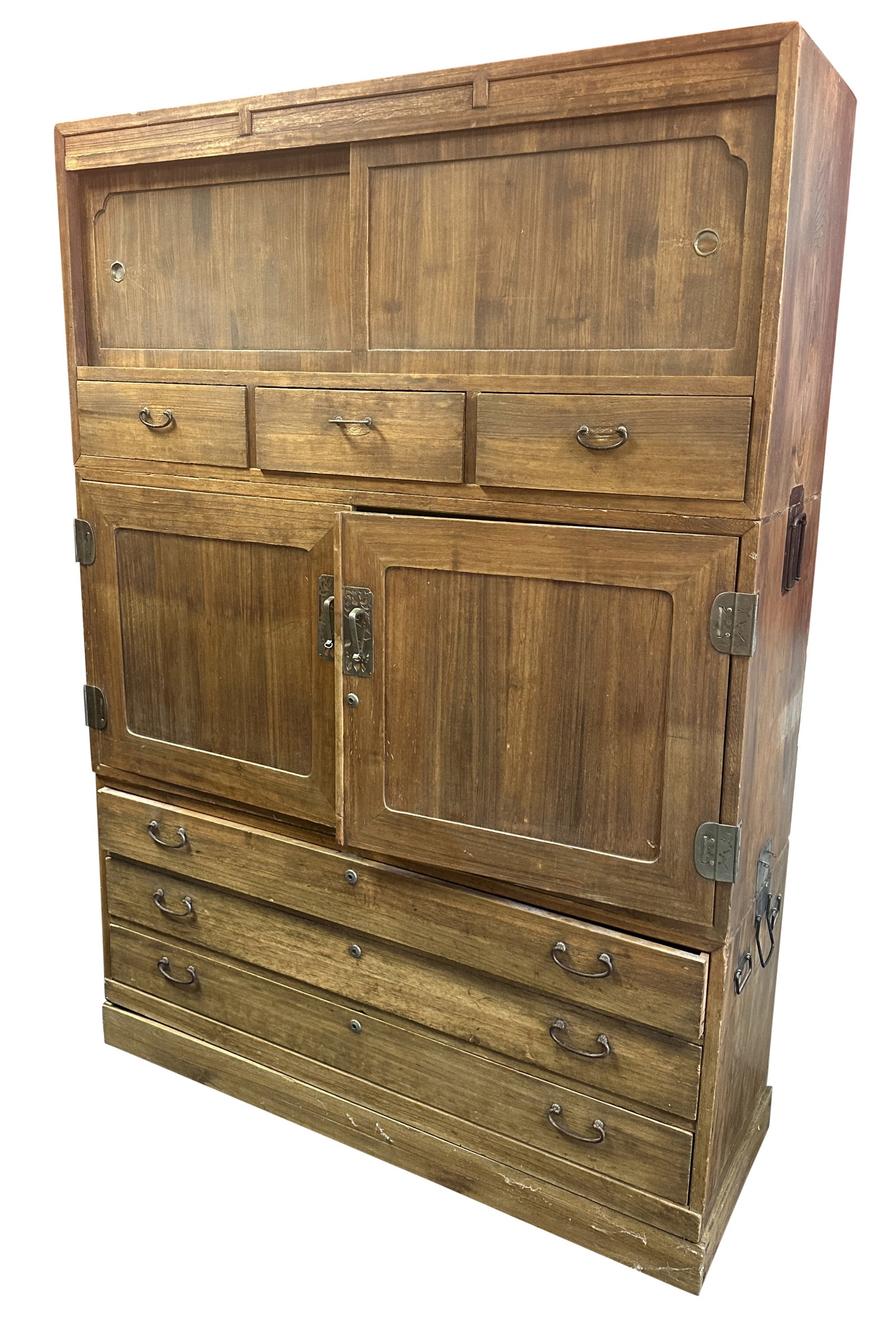 JAPANESE VINTAGE TANSU CHEST: Height- 65" Width- 45"