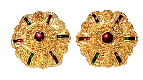 LADYS 22KT STAMPED & ENAMELED EARRINGS
