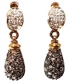 DIAMOND DROP EARRINGS SET IN 14KT Y.G.