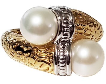 18KT TWO-TONE 18KT PEARL RING