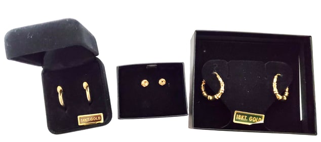 LOT OF (3) PAIRS 14KT Y.G. EARRINGS