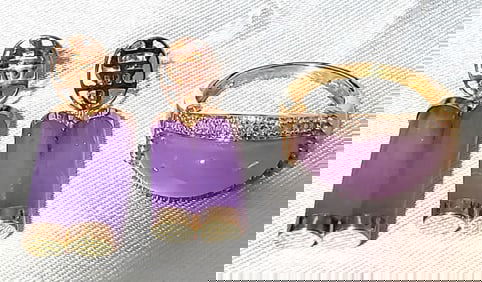 LADYS 14KT LAVENDER JADE 14KT RING & EARRINGS