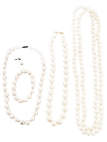 LOT OF (3) WHITE PEARL STRAND NECKLACES