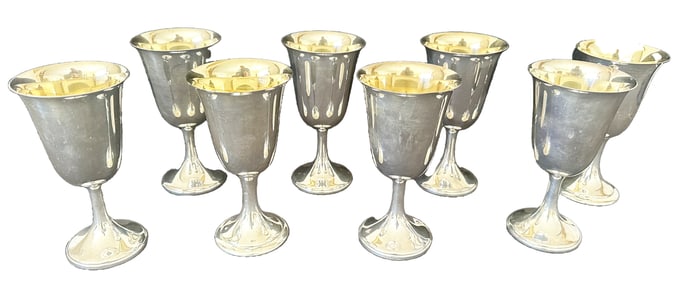 STERLING SILVER WINE GOBLETS- TOTAL (8)