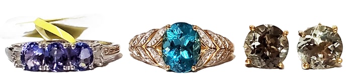 LADYS 10KT-14KT JEWELRY- RING, PAIR EARRINGS