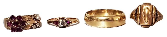 LOT OF (4) 10KT-14KT GOLD RINGS