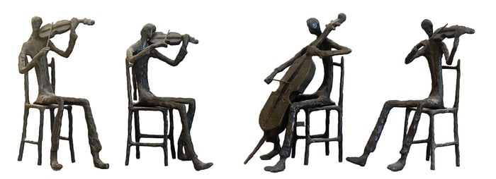 GROUPING OF (4) BRONZES OF MUSICIANS