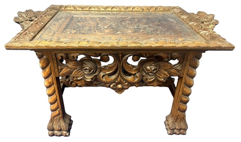 ITALIAN STYLE CARVED WOOD COFFEE TABLE