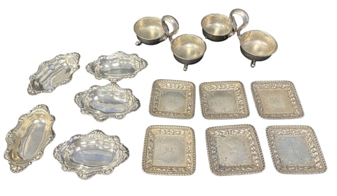 STERLING SILVER LOT OF (12) PCS.- SALTS, BOWLS