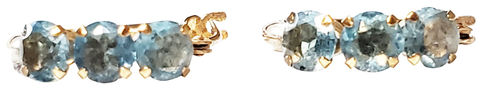 LADYS 14KT BLUE TOPAZ PAIR EARRINGS: Weight- 1 gram Shipping U.S. $15 plus insurance