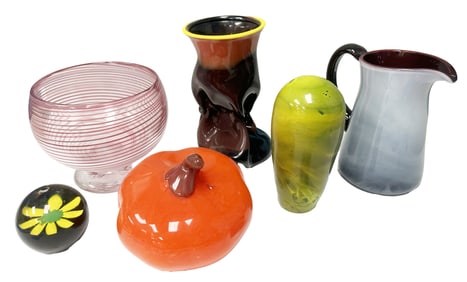 LOT OF (7) PCS. OF ART GLASS