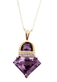 LADYS AMETHYST & DIAMOND 14KT NECKLACE