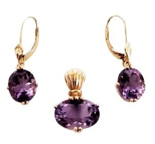 LADYS 14KT AMETHYST PENDANT & EARRINGS