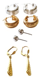 LADYS 14KT,18KT & PLATINUM EARRINGS- (4) TOTAL