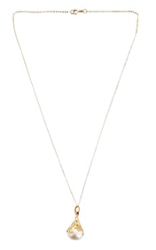 LADYS 14KT  Y.G. 12 MM CULTURED PEARL NECKLACE