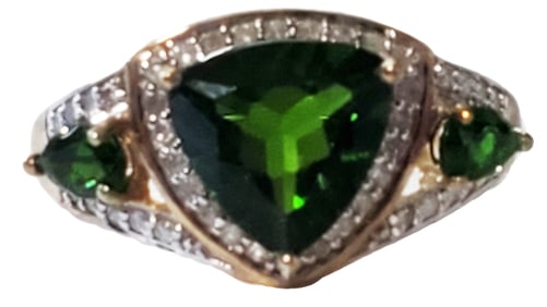 LADYS CHROME DIOPSIDE DIAMOND 14KT RING