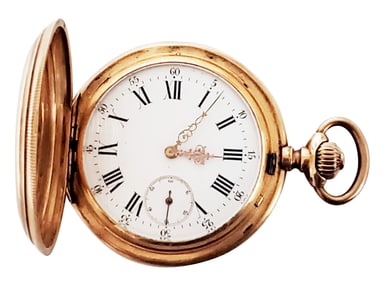 18KT STAMPED HUNTER'S CASE POCKET WATCH
