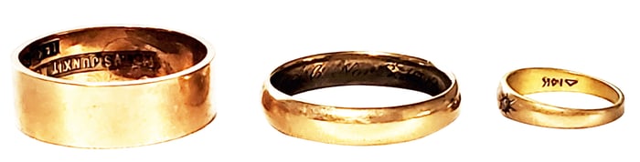 LOT OF (3) 14KT-18KT Y.G. RINGS