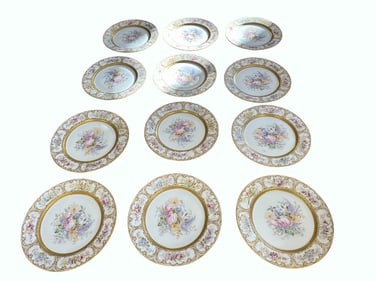 SET OF (12) LIMOGES HANDPAINTED CABINET PLATES