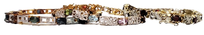 LOT OF (3) STERLING SILVER COLORED STONE BRACELETS