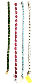 LOT (3) STERLING SILVER PRECIOUS STONE BRACELETS