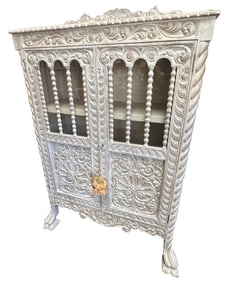 CONTINENTAL CARVED & PAINTED TWO DOOR CABINET