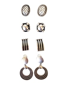 STERLING SILVER (4) PAIRS OF EARRINGS