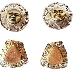 STERLING SILVER DESIGNER STYLE EARRINGS, (2) PAIRS