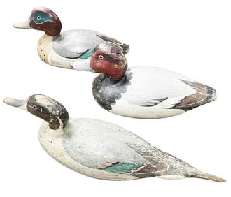 TOM TABES, LOT OF (3) CARVED WOOD DECOYS