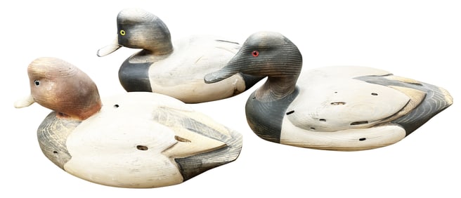 TOM TABES, LOT OF (3) CARVED WOOD DECOYS