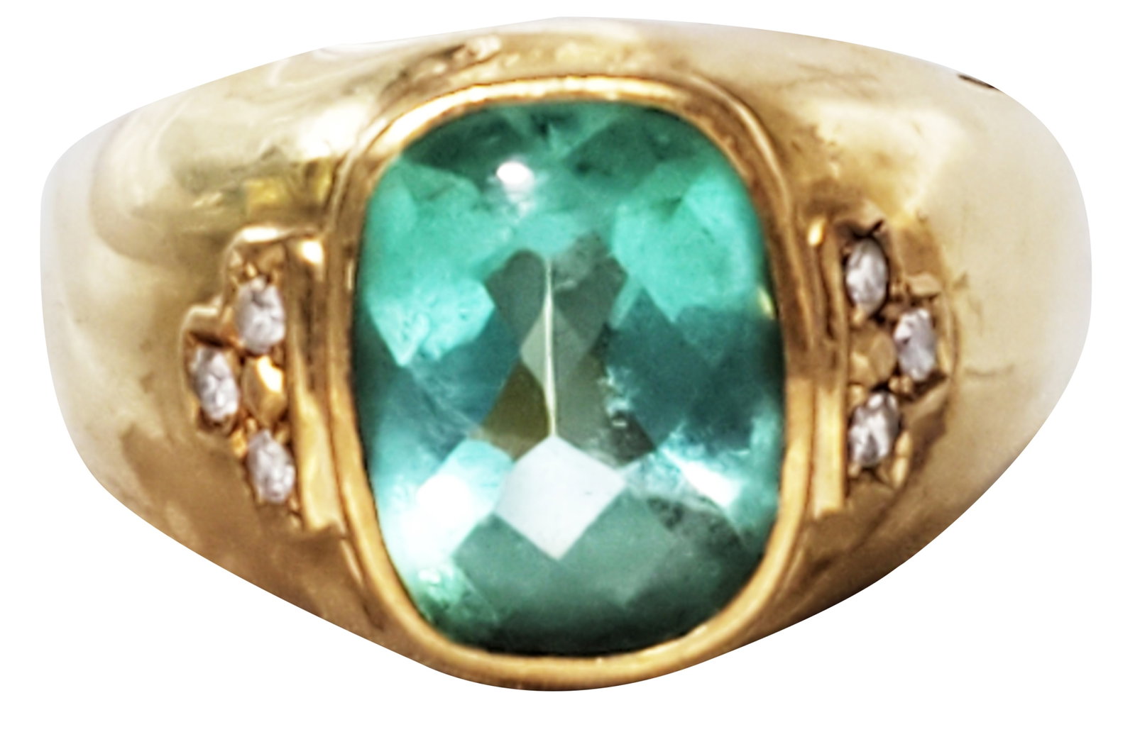 18KT (STAMPED 750) TOURMALINE & DIAMOND RING: Weight- 12.8 grams Ring size- 13.25 Shipping U.S. $20 plus insurance