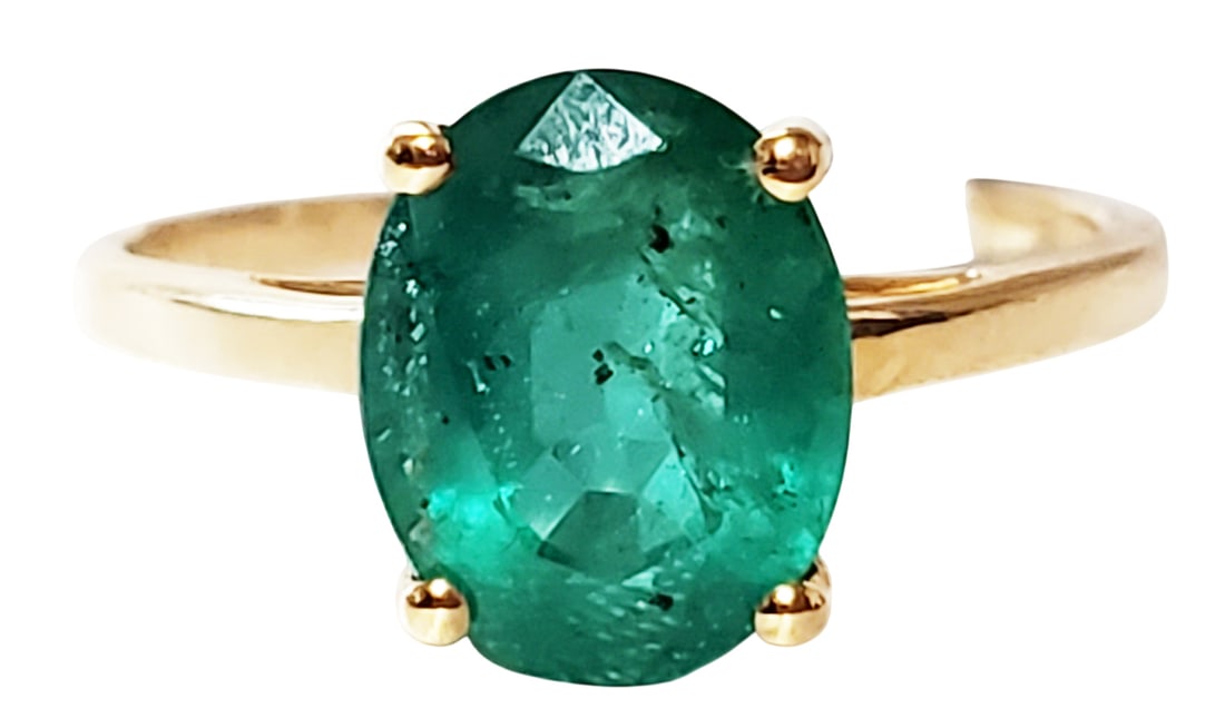 LADYS ZAMBIAN 2.73 CTS. EMERALD 14KT GOLD RING: Weight- 2.6 grams Ring size- 7.75 Shipping U.S. $20 plus insurance