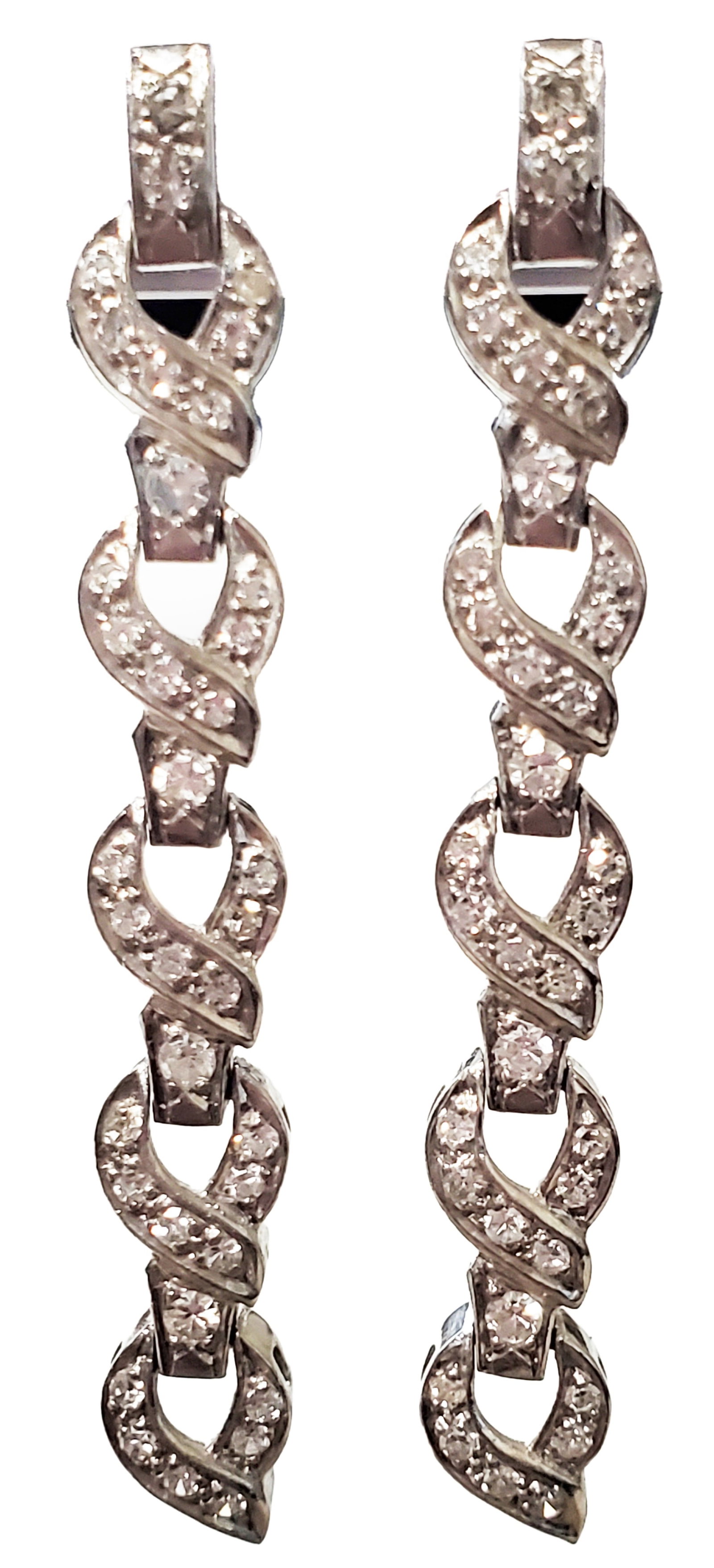 LADYS PLATINUM & DIAMOND PAIR OF EARRINGS (1 of 7)