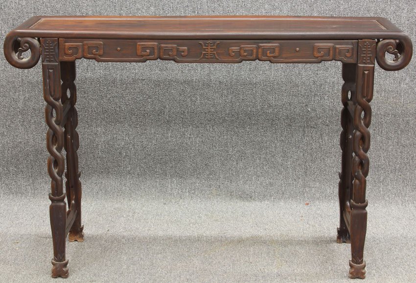 CHINESE CARVED ALTAR TABLE circa 20th century heig: CHINESE CARVED ALTAR TABLE circa 20th century height- 39", width- 60"
