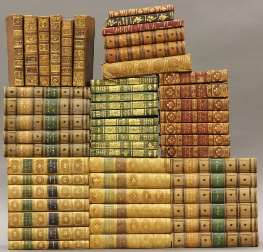 GROUPING OF EARLY LEATHER BOUND BOOKS circa 18th-l: GROUPING OF EARLY LEATHER BOUND BOOKS circa 18th-late 19th century different authors total- 53 books