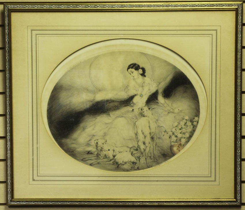 ORIGINAL LOUIS ICART with embossed windmill stamp : ORIGINAL LOUIS ICART with embossed windmill stamp Paris, 1927 sight- 16" x 18"