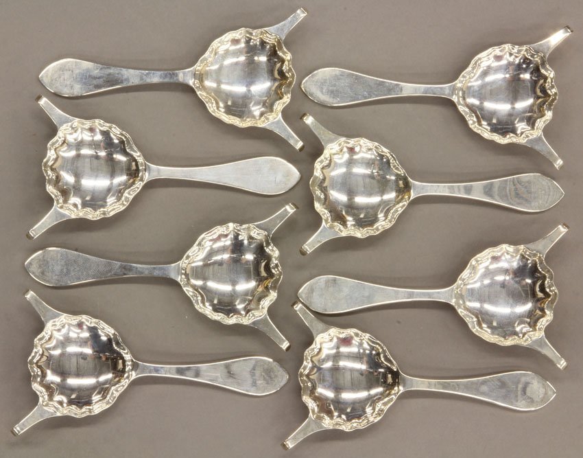 LOT OF (8) STERLING SILVER SPOONS weight- 9 troy o: LOT OF (8) STERLING SILVER SPOONS weight- 9 troy oz.