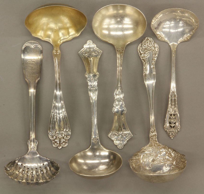 LOT OF (6) STERLING SILVER LADLES weight- 13.5 tro: LOT OF (6) STERLING SILVER LADLES weight- 13.5 troy oz.