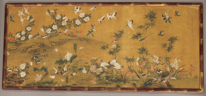 CHINESE PAINTING ON SILK circa early 20th century : CHINESE PAINTING ON SILK circa early 20th century sight- 24 3/4" x 55 1/2"