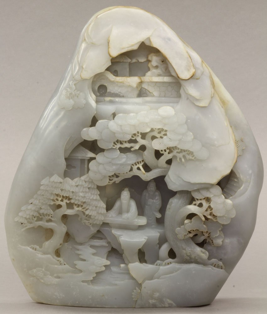 CHINESE HARD STONE CARVING circa 20th century len: CHINESE HARD STONE CARVING circa 20th century length- 10 1/4"