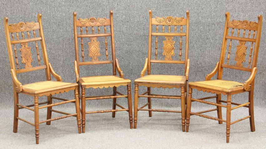 SET OF (4) VICTORIAN WALNUT DINING CHAIRS height-: SET OF (4) VICTORIAN WALNUT DINING CHAIRS height- 41"