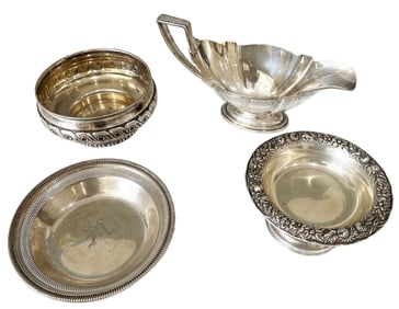 STERLING SILVER (4) PCS. COMPOTES, PITCHER