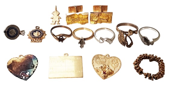 LOT OF 14KT JEWELRY-RING SETTINGS, CUFF LINKS