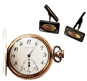 GEORG JENSEN CUFF LINKS W/ VINTAGE G.F. WATCH