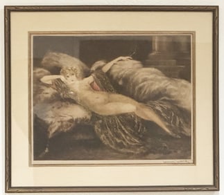 LOUIS ICART "GOLDEN VEIL" ETCHING IN COLOR